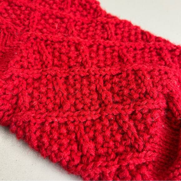 Pottery Barn / Williams Sonoma Vibrant Red Knit Holiday Christmas Stocking NEW - Picture 2 of 4